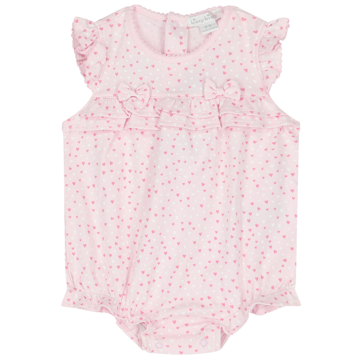 Baby Girls Pink Heart Print Romper, 1, hi-res
