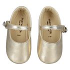 Baby Girls Gold Diamante Shoes, 1, hi-res