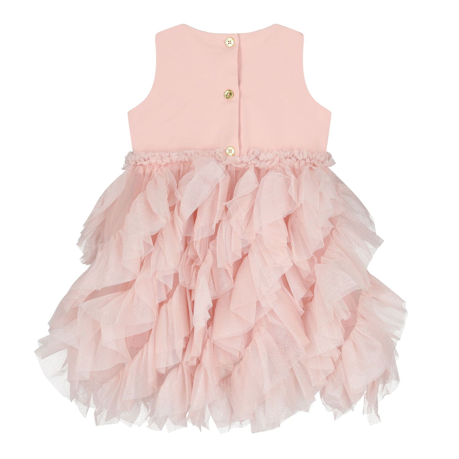 Baby Girls Pink Tulle Ruffles Dress, 1, hi-res