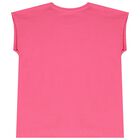 Girls Pink Logo Sequined T-Shirt, 2, hi-res
