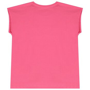 Girls Pink Logo Sequined T-Shirt
