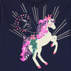 Girls Navy Unicorn Sequin Long Sleeve Top, 1, hi-res
