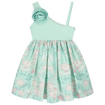 Girls Mint Green Floral Dress