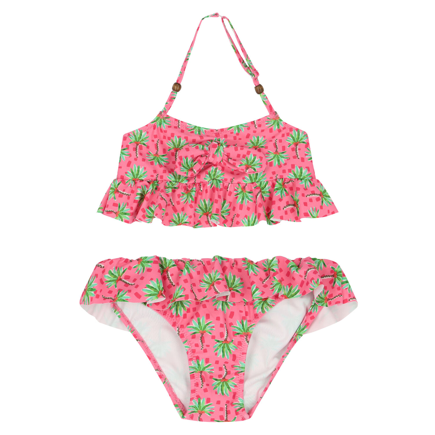 Girls Pink Palm Tree Bikini, 1, hi-res