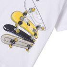 Boys White Skateboard T-Shirt, 1, hi-res