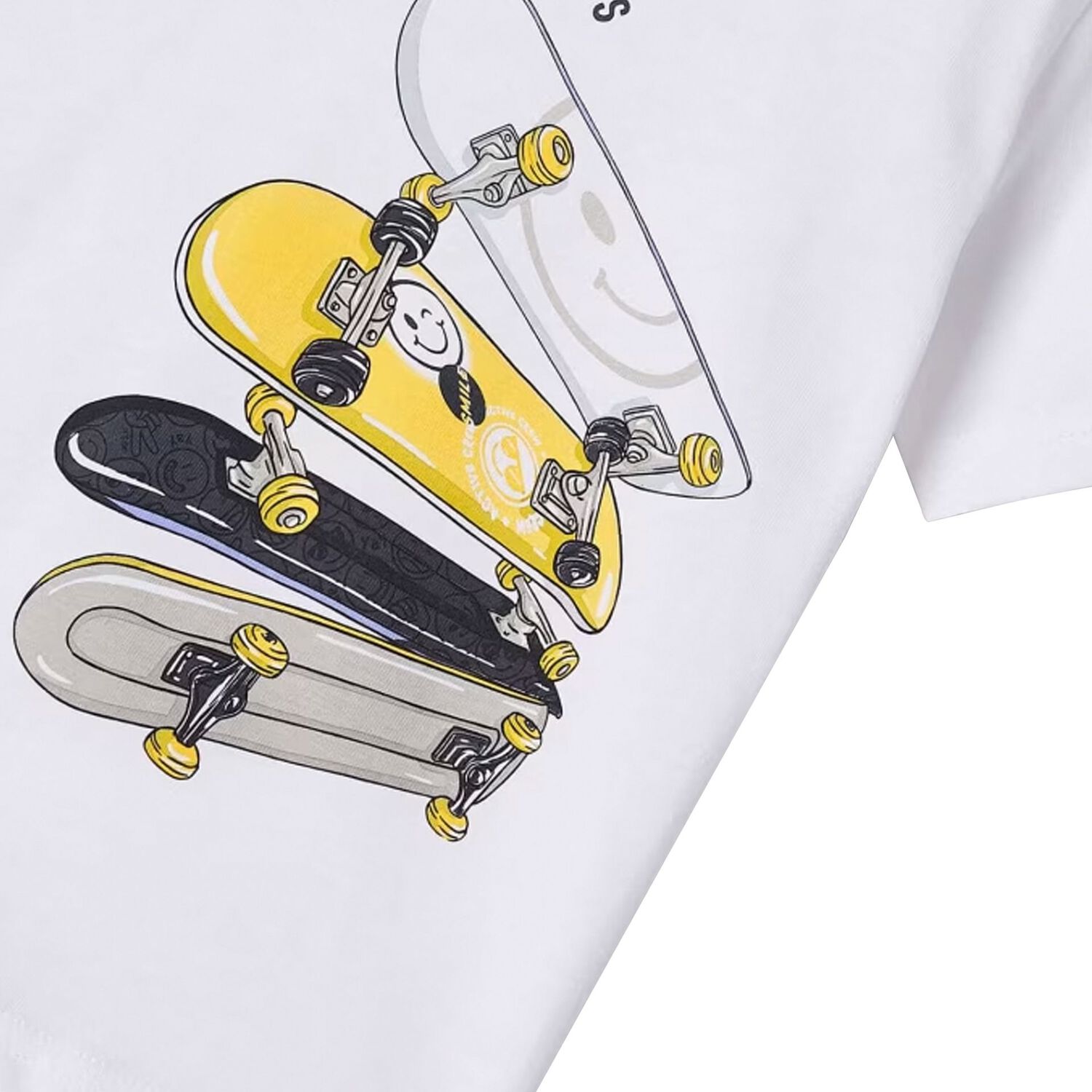 Boys White Skateboard T-Shirt, 1, hi-res image number null