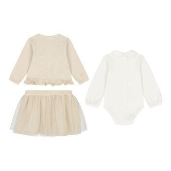 Baby Girls Beige & Ivory Tulle Skirt Set