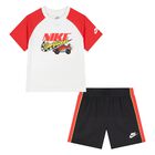 Younger White, Red & Black Logo Shorts Set, 1, hi-res