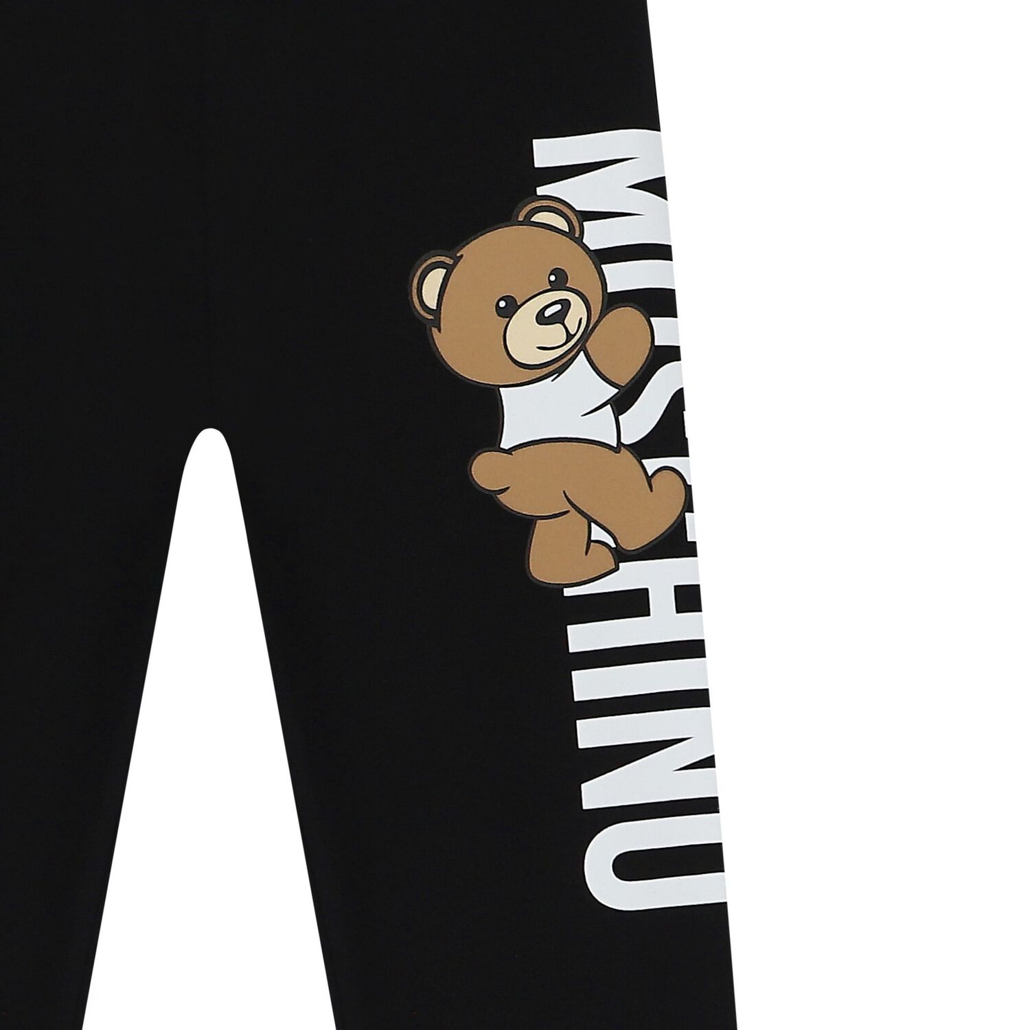 Girls Black Teddy Bear Logo Leggings, 1, hi-res image number null