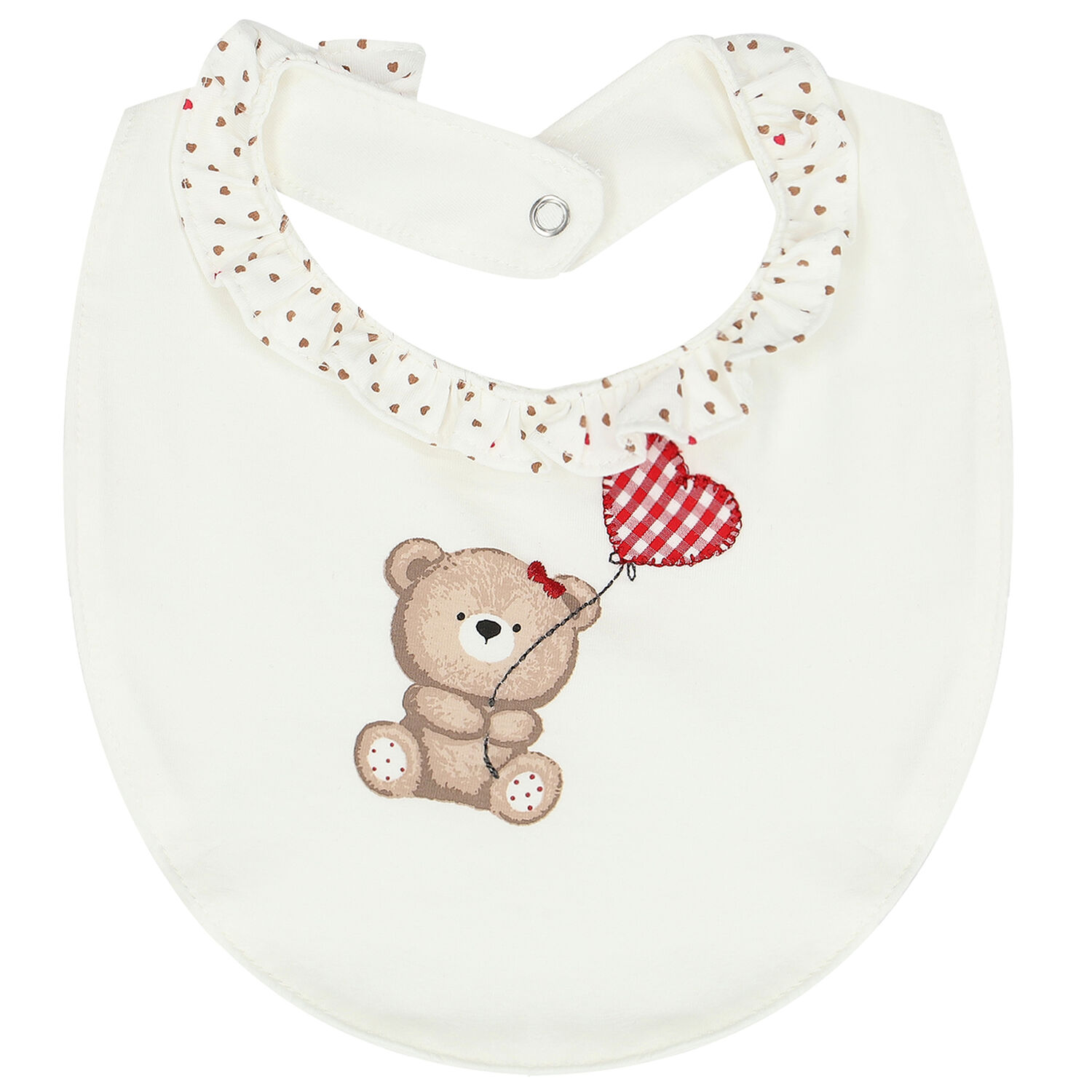 Baby Girls Ivory Teddy Bear Bibs (2 Pack), 1, hi-res