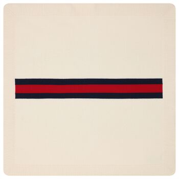 Ivory Web Striped Baby Blanket