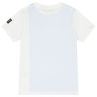 Boys White & Blue Logo T-Shirt, 3, hi-res