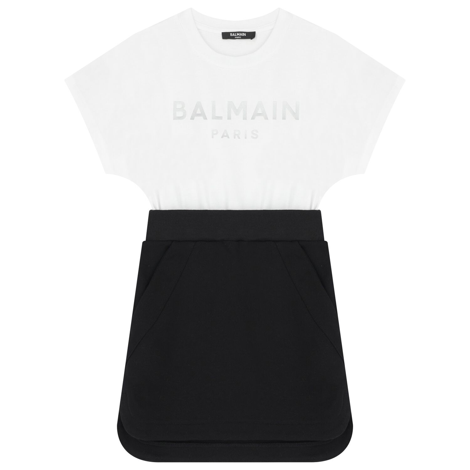 Girls Black and White Cotton Dress, 2, hi-res image number null