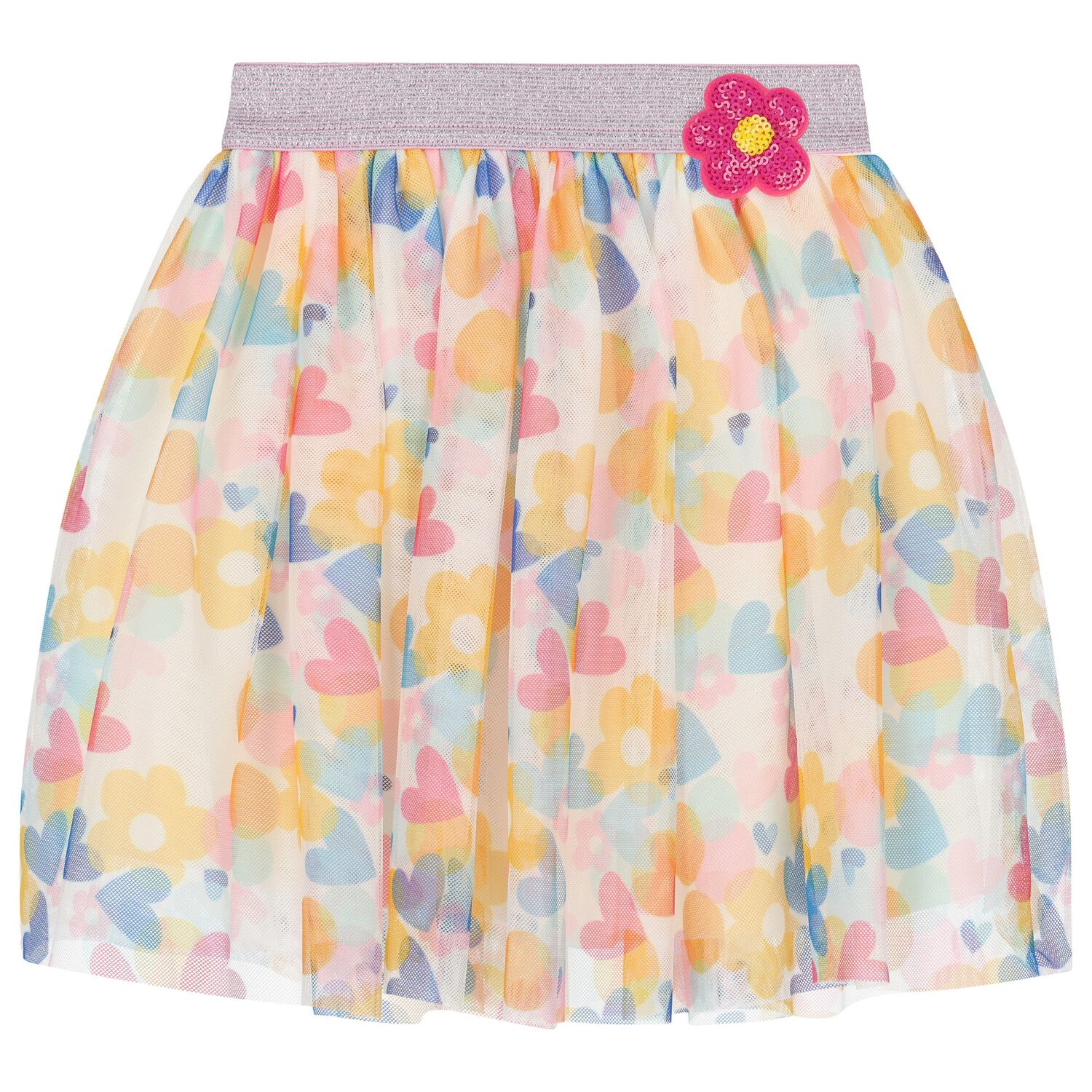 Girls Multi-Coloured Heart Tulle Skirt, 1, hi-res image number null