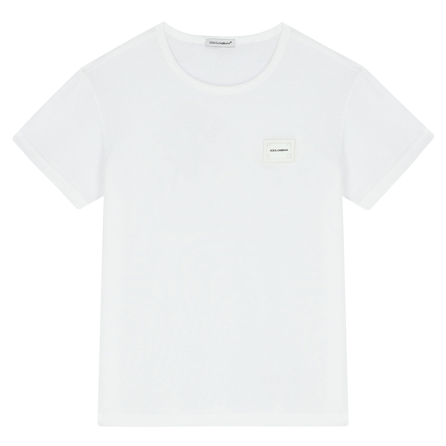 Boys White Logo Plaque T-Shirt, 1, hi-res