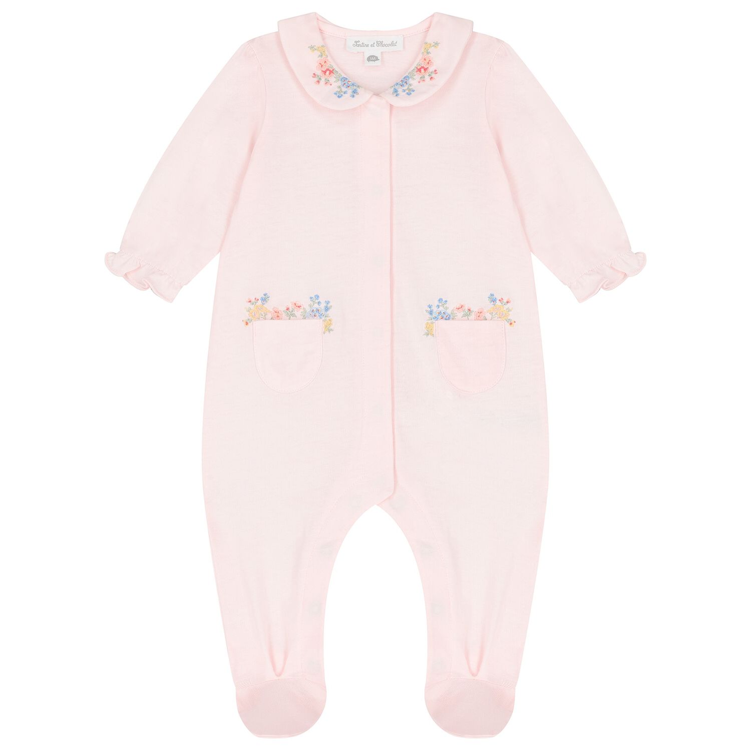 Baby Girls Pink Floral Babygrow, 1, hi-res