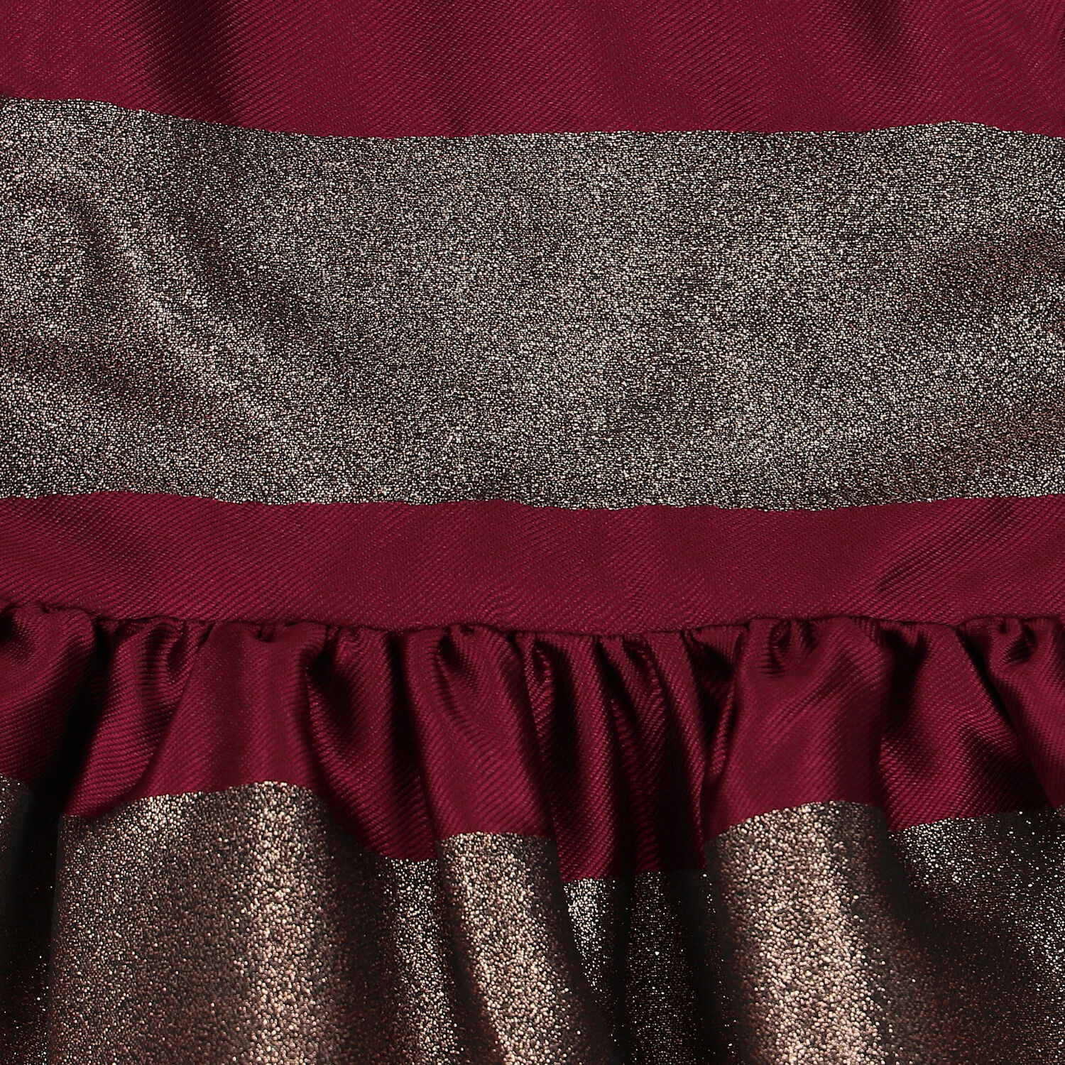 Baby Girls Red & Gold Striped Satin Dress, 1, hi-res