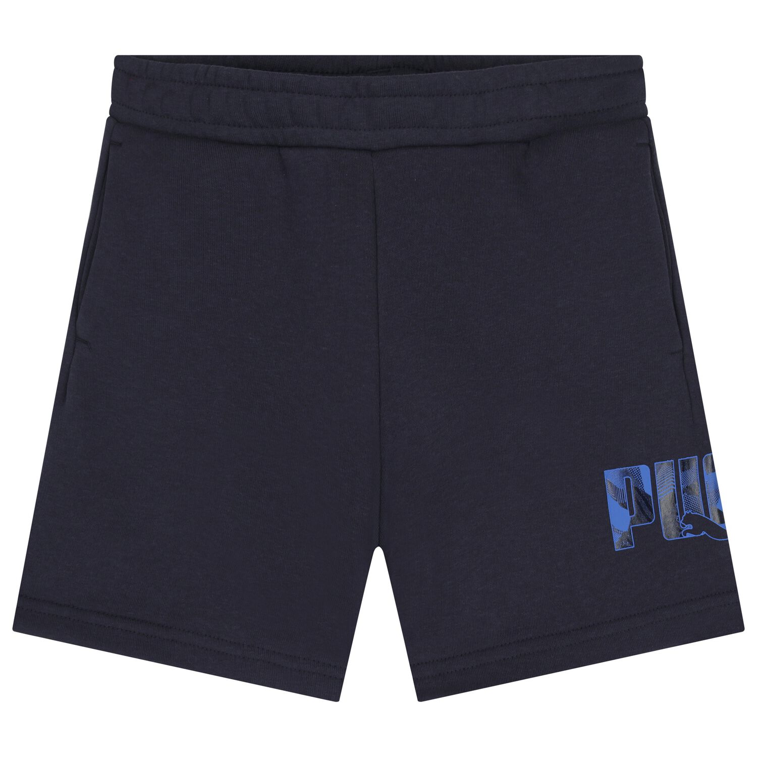 Boys Navy Blue Logo Shorts, 1, hi-res