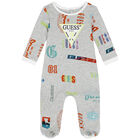 Baby Boys Grey Logo Babygrow, 1, hi-res