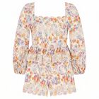 Girls Ivory Floral Embroidered Playsuit, 1, hi-res