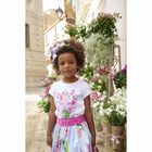Girls White Tulip Printed Tops, 1, hi-res
