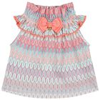Girls Pink & Blue Crochet Knitted Top, 1, hi-res