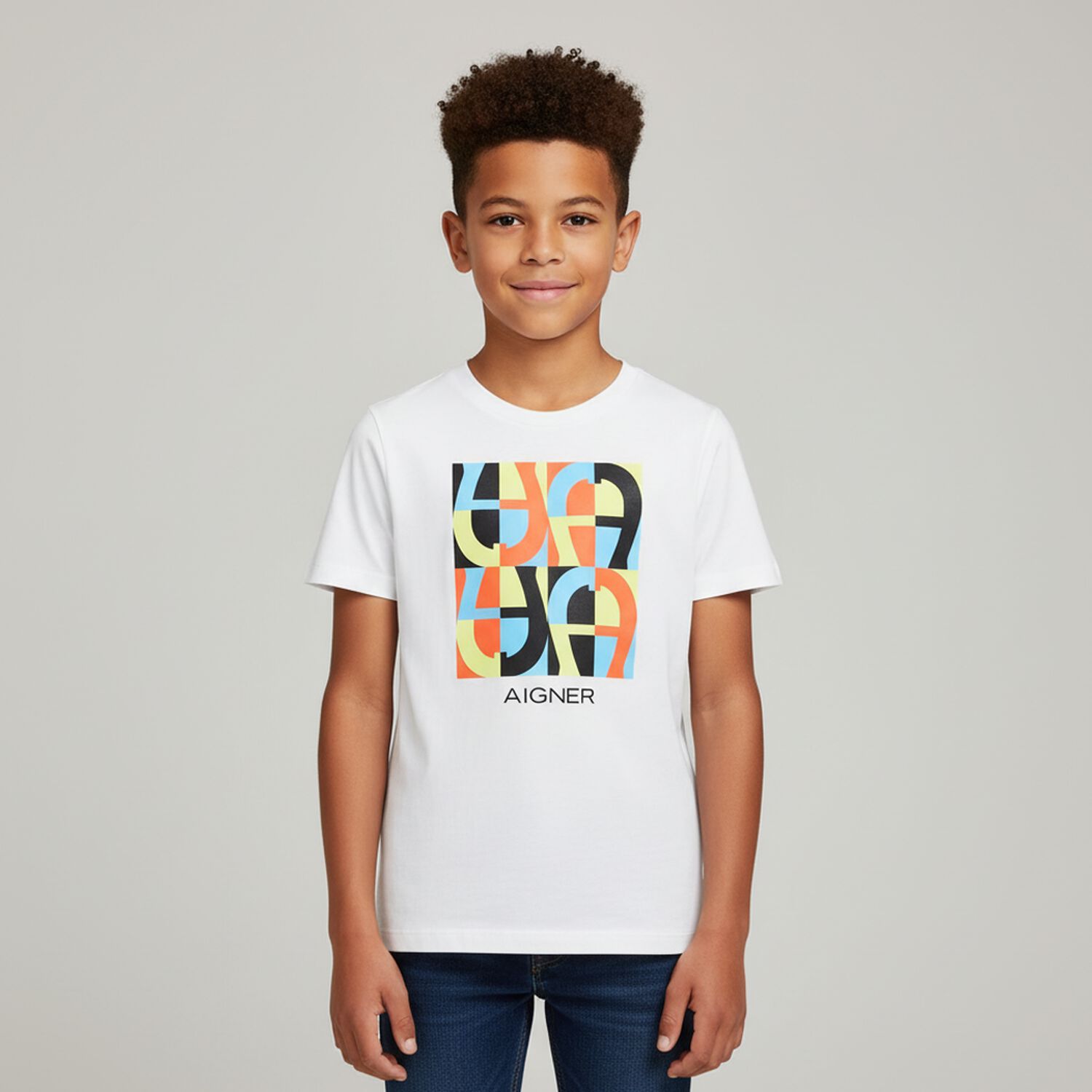 Boys White Logo T-Shirt, 1, hi-res