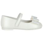 Girls White Embellished Bow Shoes, 2, hi-res