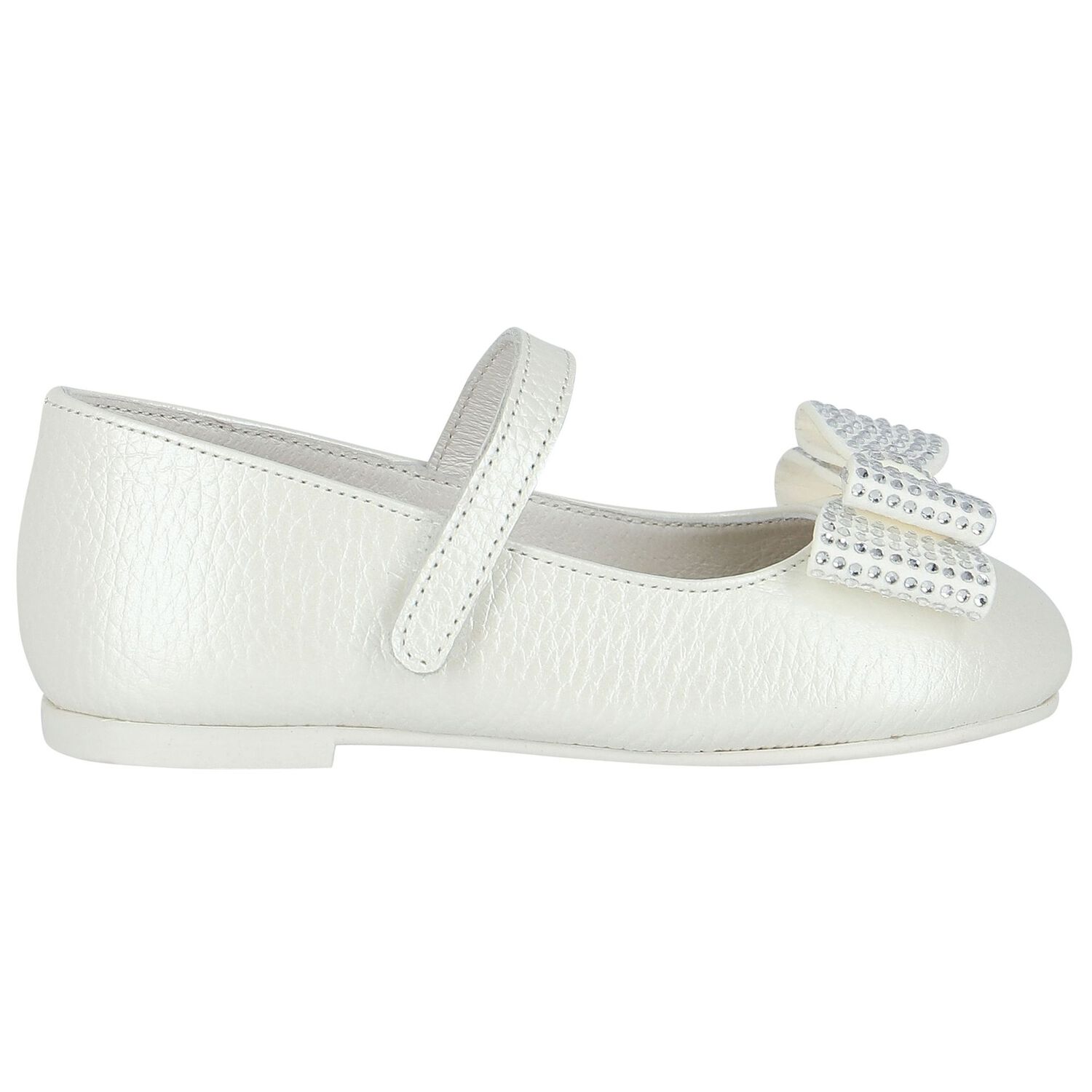 Girls White Embellished Bow Shoes, 2, hi-res