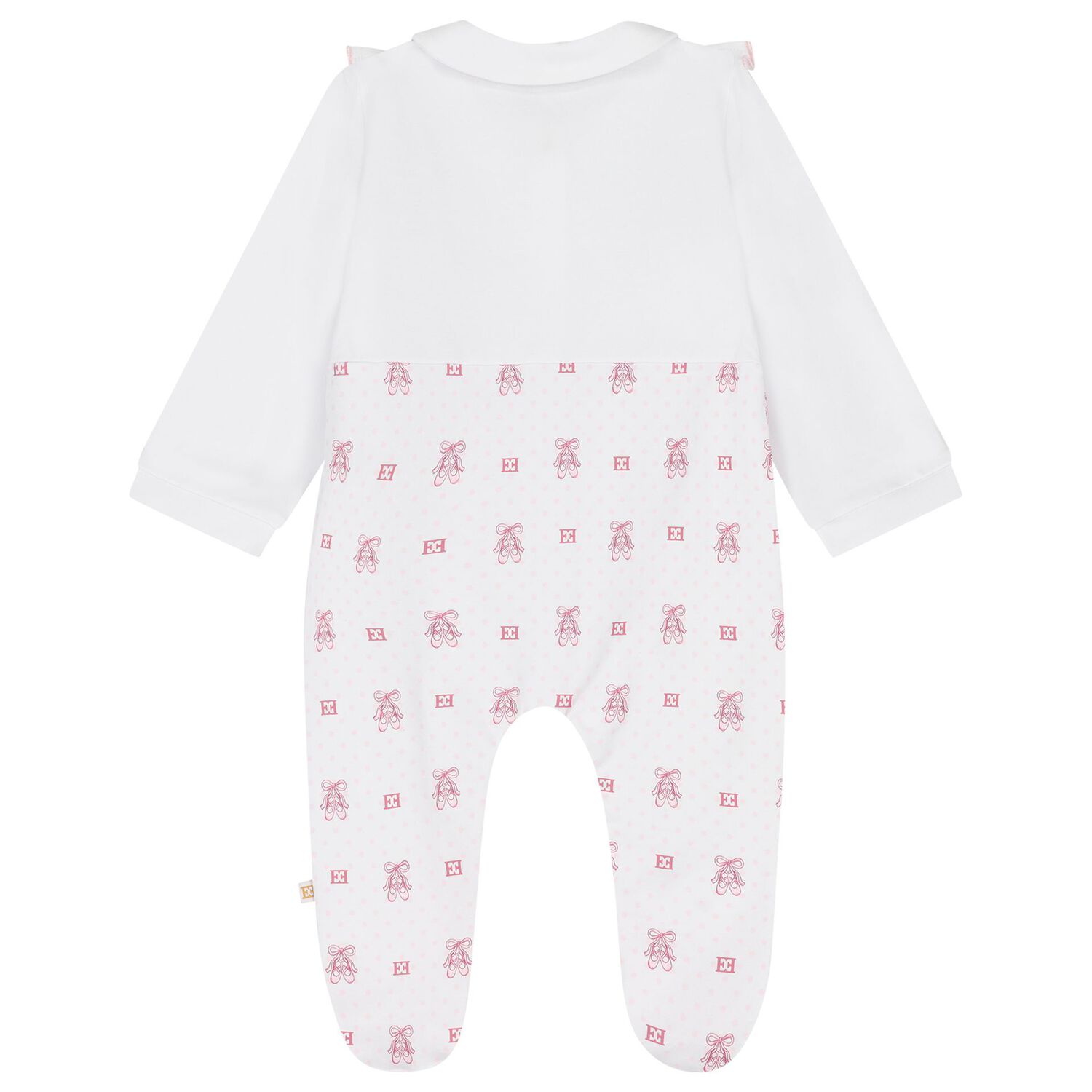 Baby Girls White & Pink Logo Babygrow, 1, hi-res