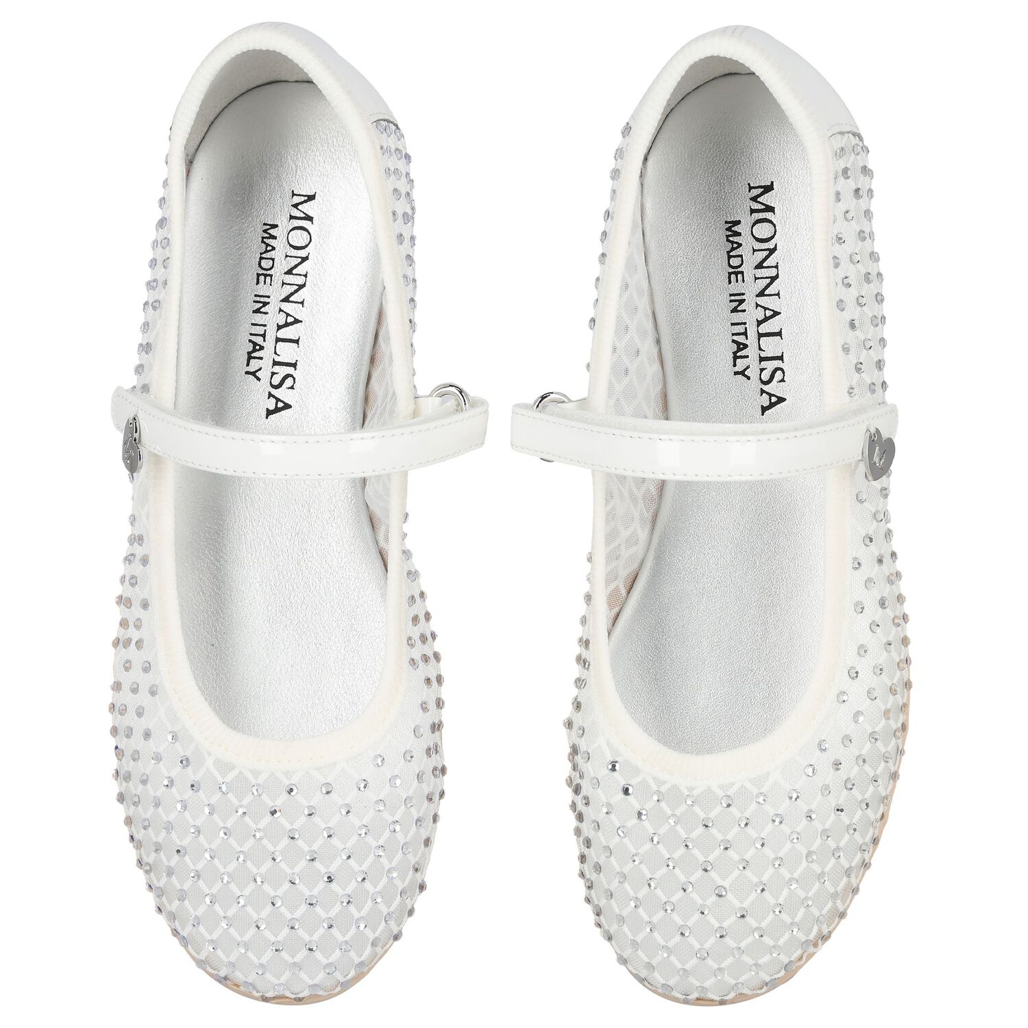 Girls White Diamante Ballerina Shoes, 1, hi-res image number null