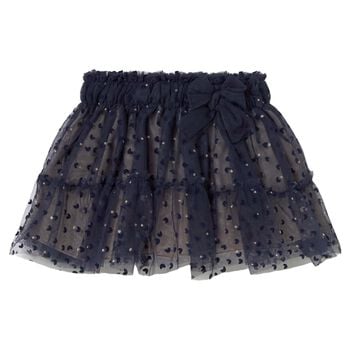 Younger Girls Navy Blue Bow Tulle Skirt