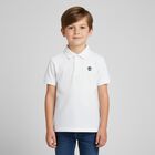 Boys White Logo Polo Shirt, 1, hi-res