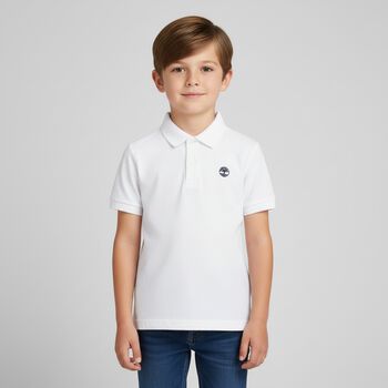 Boys White Logo Polo Shirt