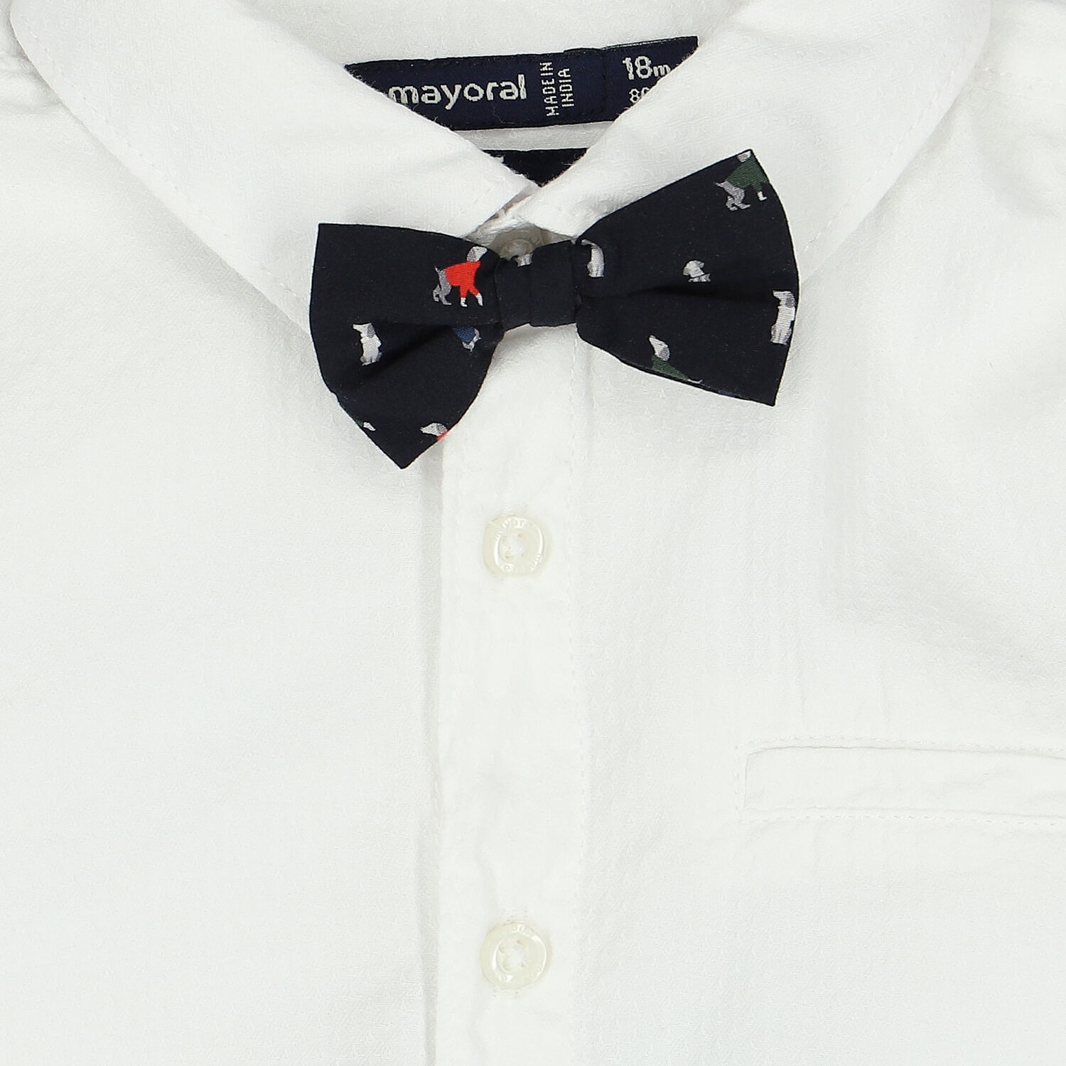 Younger Boys White Shirt & Bow Tie, 1, hi-res