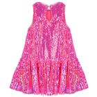 Girls Pink Embellished Sequined Dress, 1, hi-res