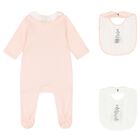 Baby Girls Pink & Ivory Babygrow Gift Set, 2, hi-res