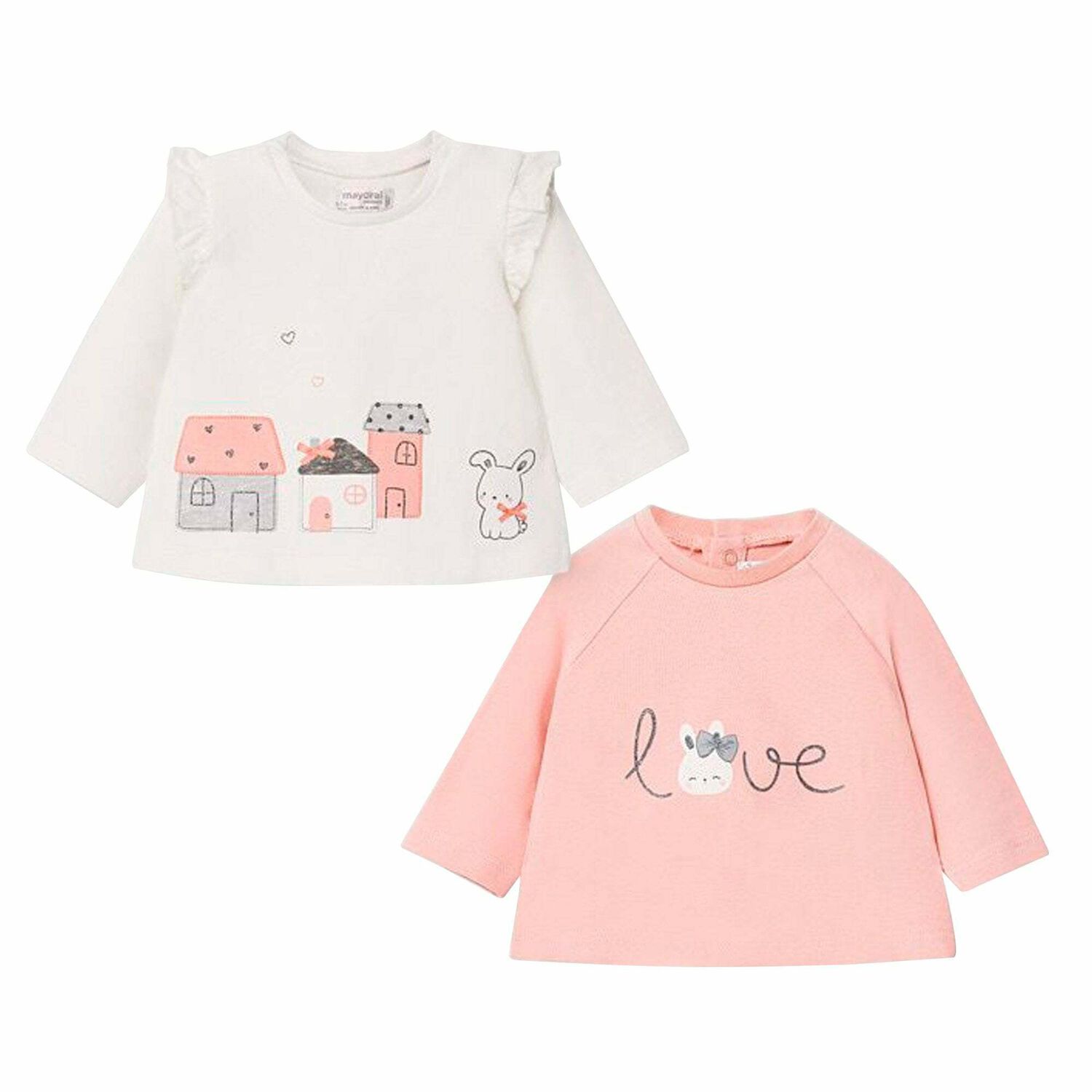 Baby Girls Pink & Ivory Tops (2 Pack), 1, hi-res image number null