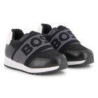 Boys Black Logo Trainers, 1, hi-res