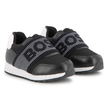 Boys Black Logo Trainers