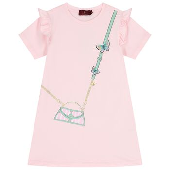 Girls Pink Bag Logo Dress 