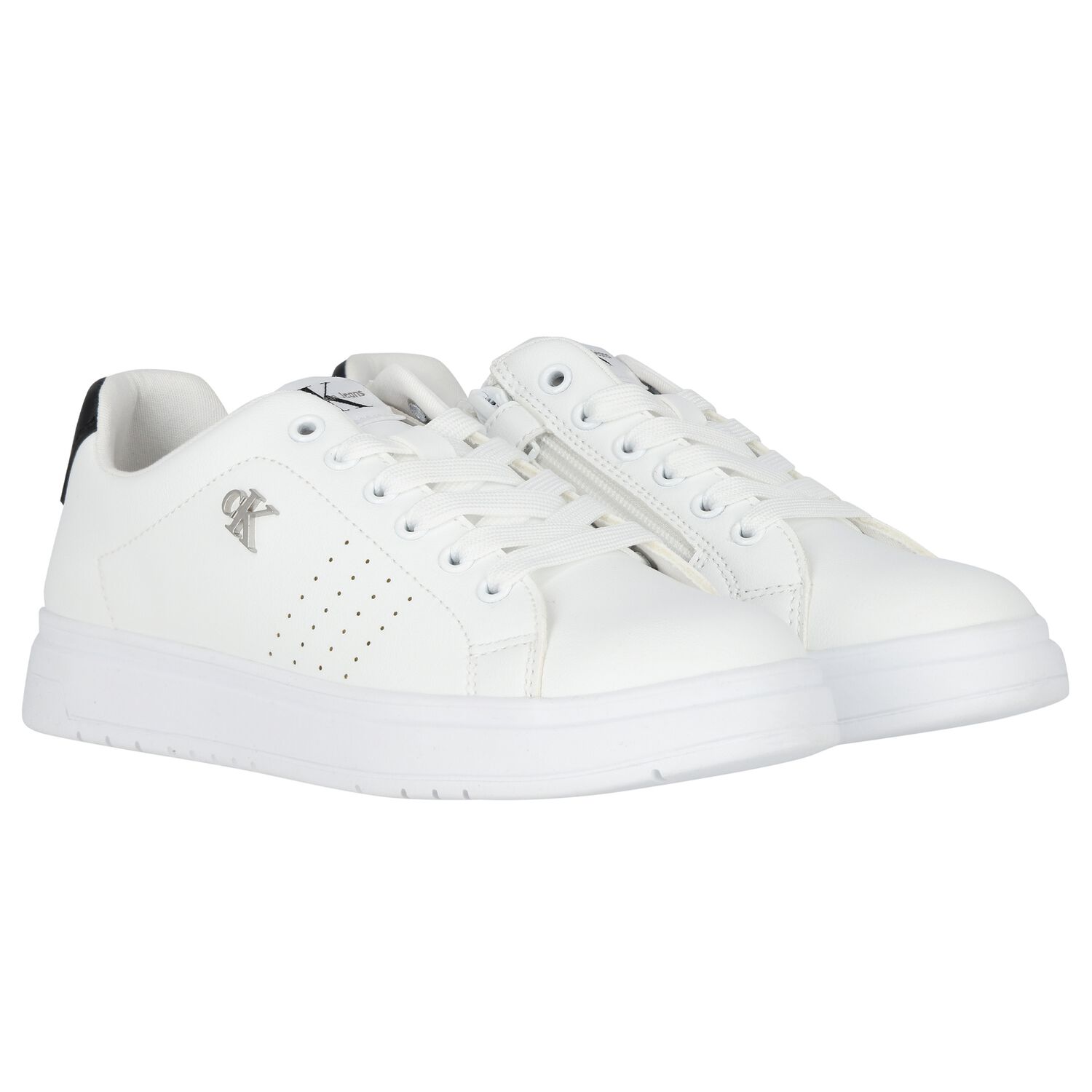 White Logo Trainers, 1, hi-res