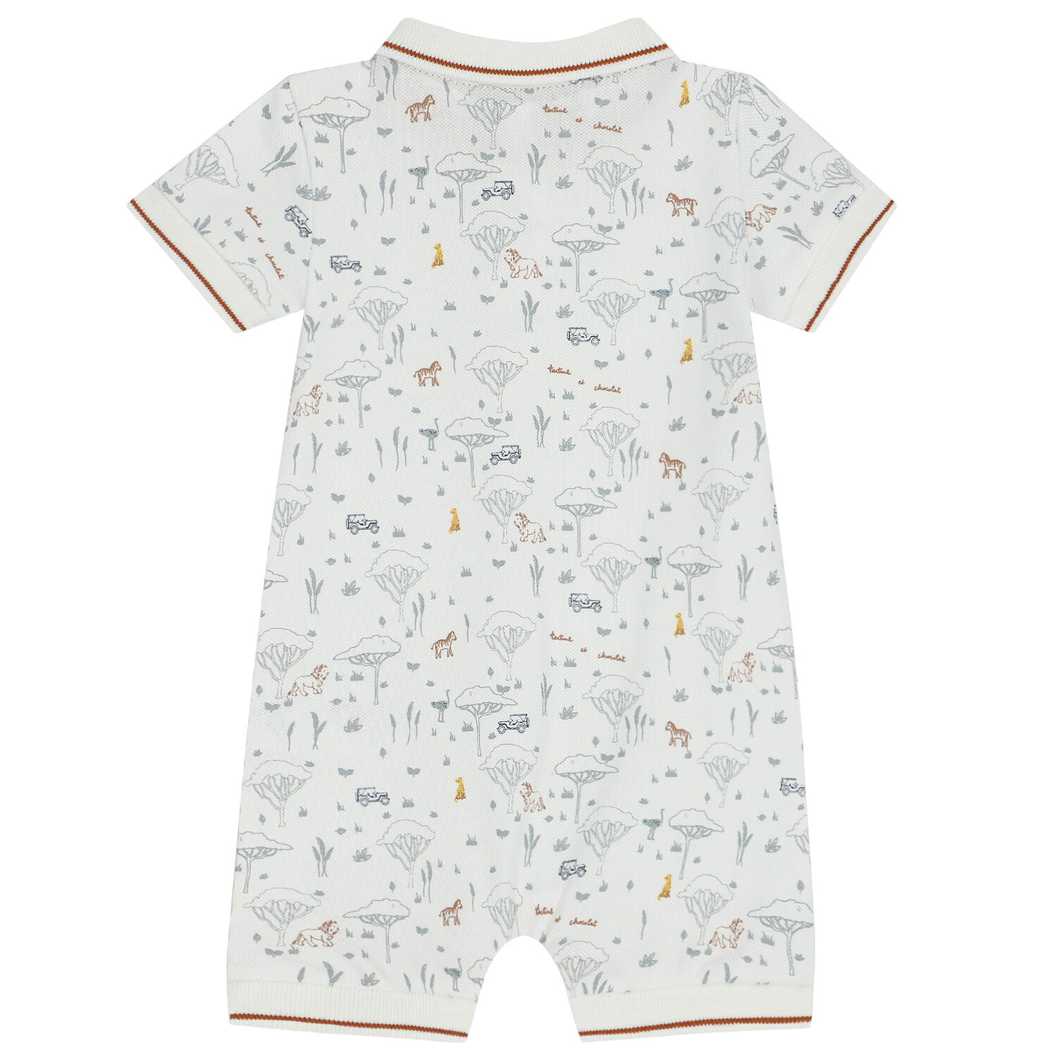 Baby Boys White Polo Romper, 1, hi-res