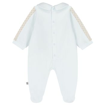 Baby Boys Blue Teddy Bear Logo Babygrow