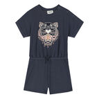 Girls Grey Tiger Playsuit, 1, hi-res