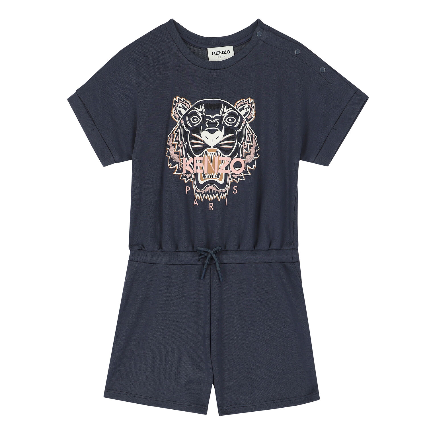 Girls Grey Tiger Playsuit, 1, hi-res
