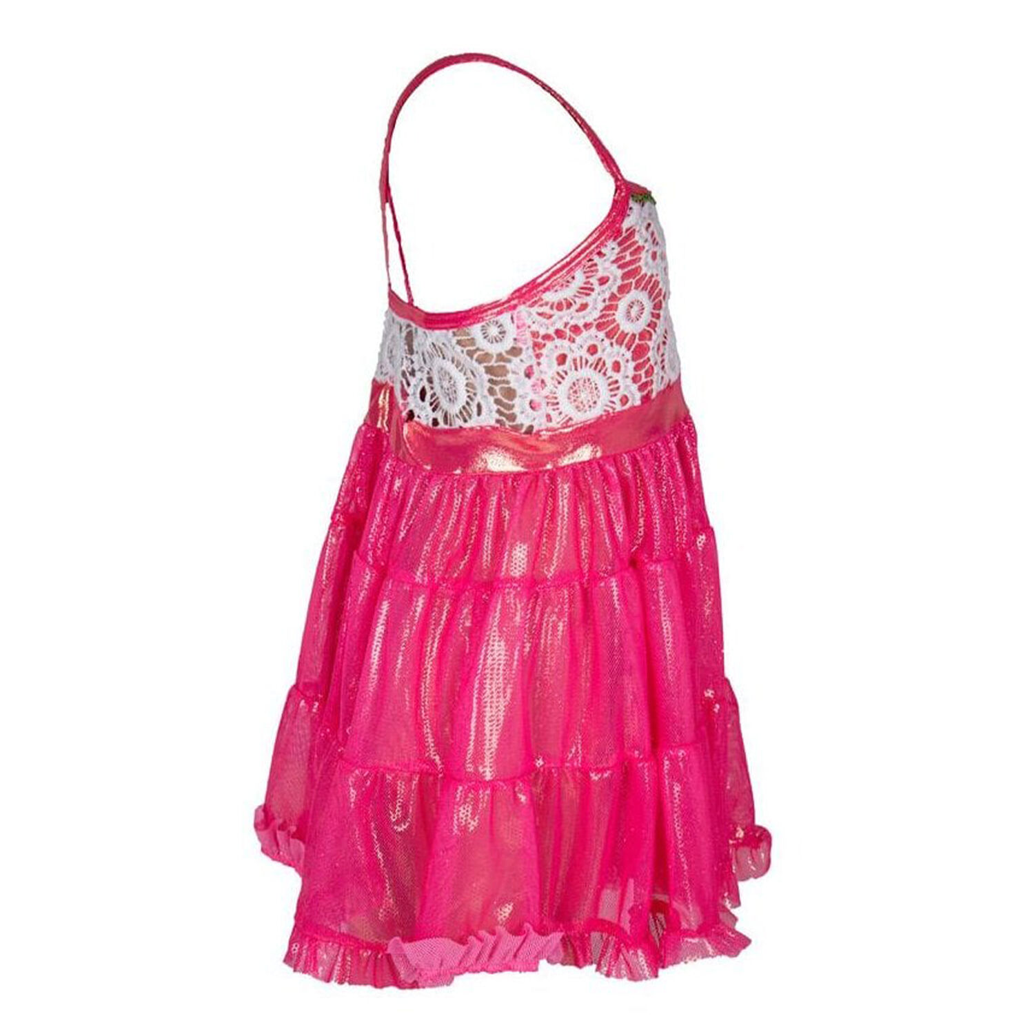 Girls Pink Lolita Crochet Beach Dress, 1, hi-res image number null