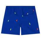 Boys Blue Logo Swim Shorts, 1, hi-res