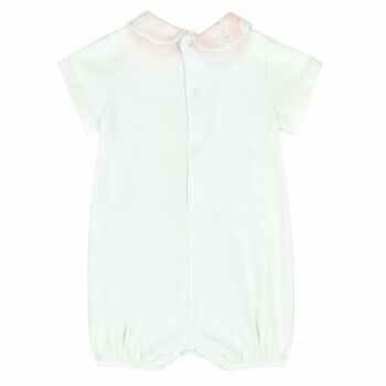 Baby Girls White & Pink Geo Map Romper