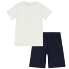 Boys White & Navy Logo Pyjamas, 1, hi-res